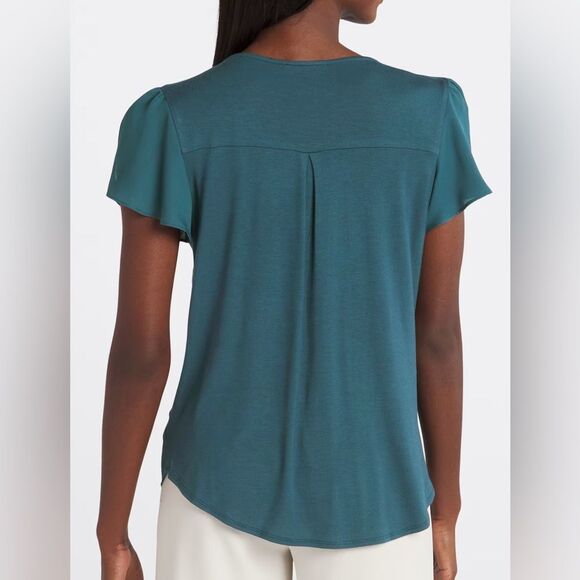 FORTUNE + Ivy Adeline Key Hole Blouse Teal Medium NWT STITCH FIX - Picture 2 of 9